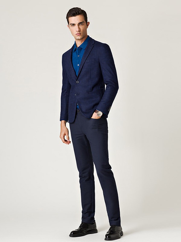 名盾男装2022秋冬季藏蓝色衬衫