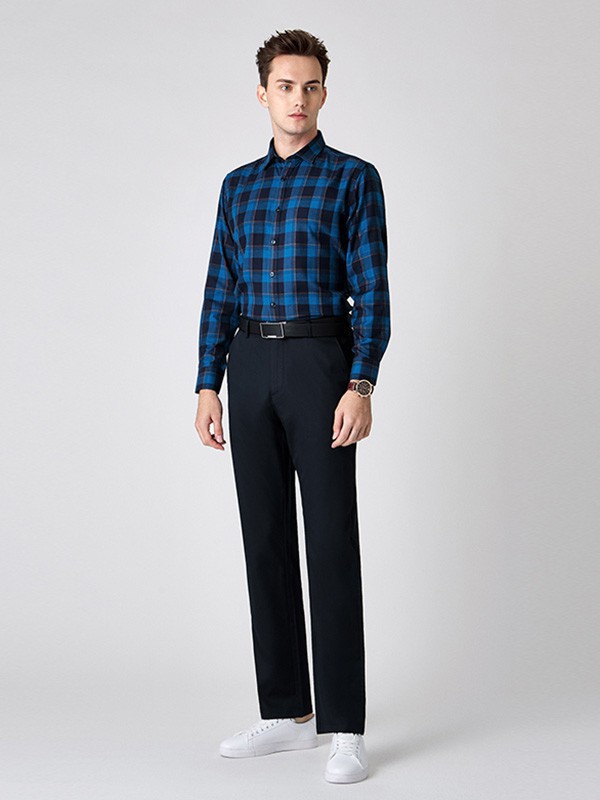 名盾男装2022秋冬季藏蓝色衬衫