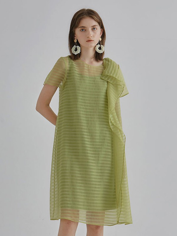 台绣女装2023春夏季蓝色连衣裙