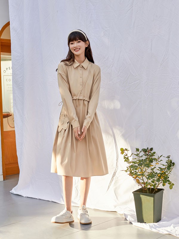 片断女装2023春夏季卡其色衬衫