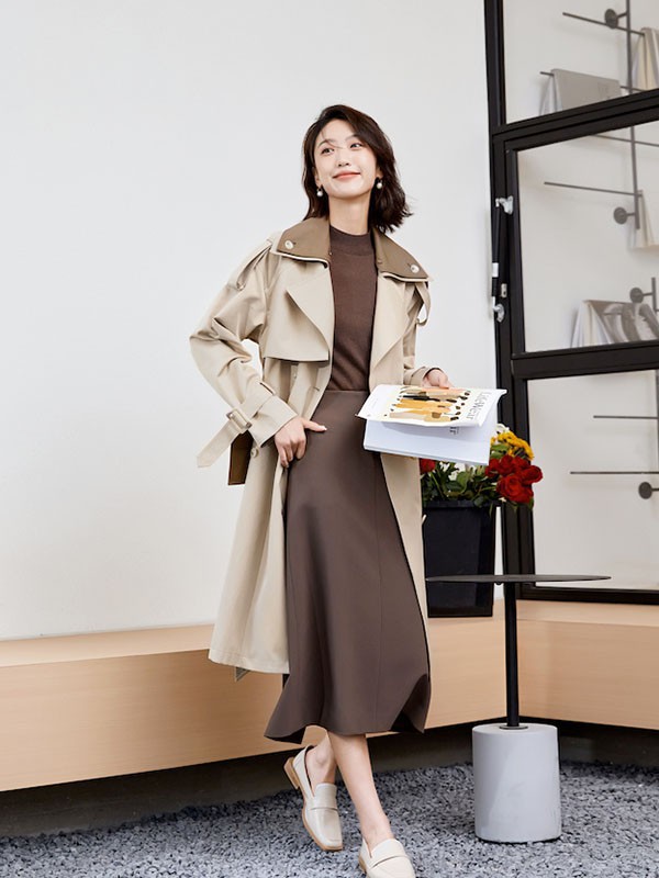 片断女装2023春夏季咖啡色连衣裙