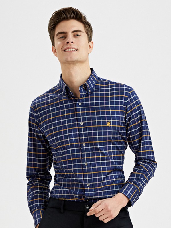 哈特马克斯男装2023春夏季藏蓝色衬衫