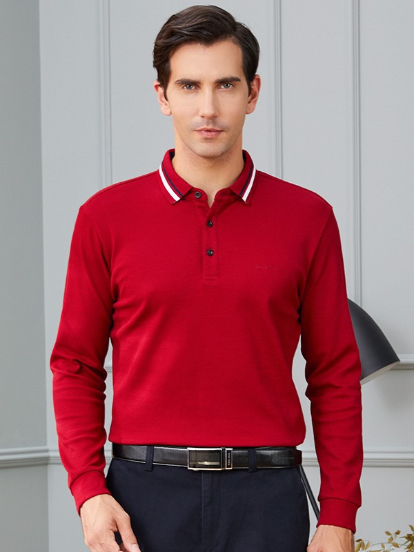 雅韵男装2023春夏季红色polo衫