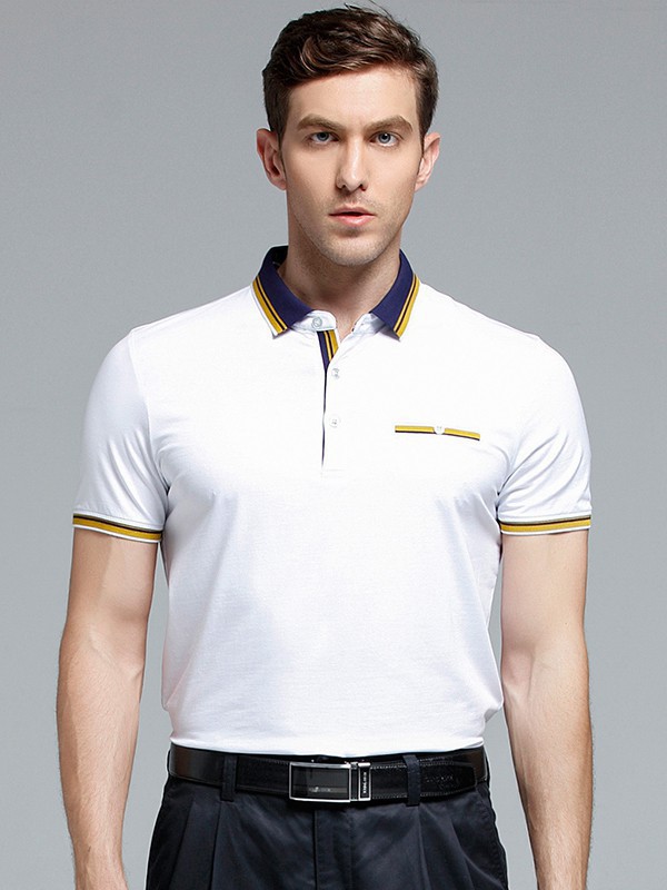 雅韵男装2023春夏季白色polo衫