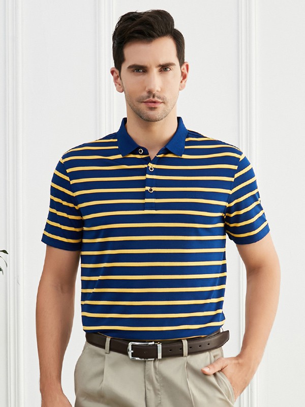 雅韵男装2023春夏季藏蓝色polo衫