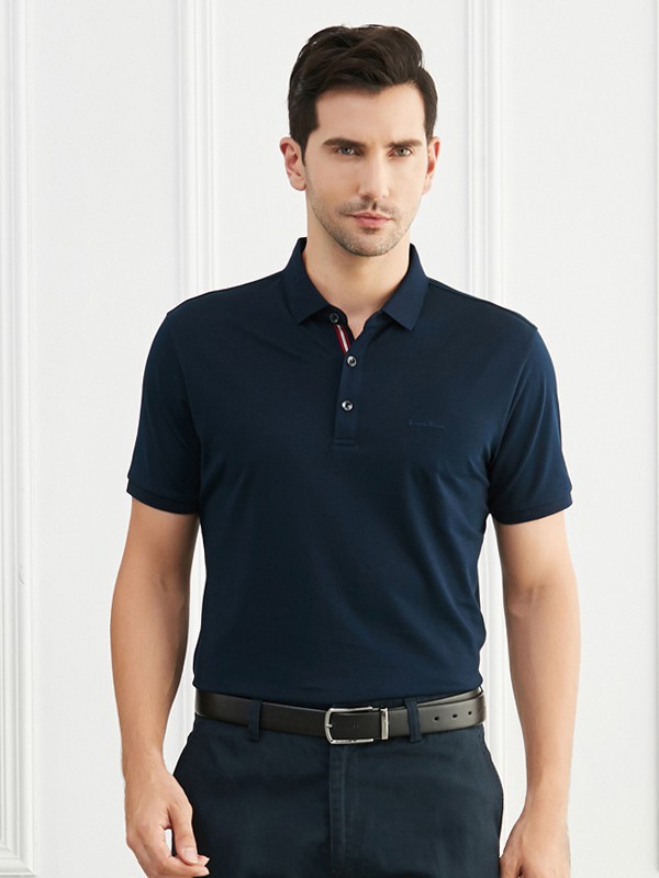 雅韵男装2023春夏季黑色polo衫