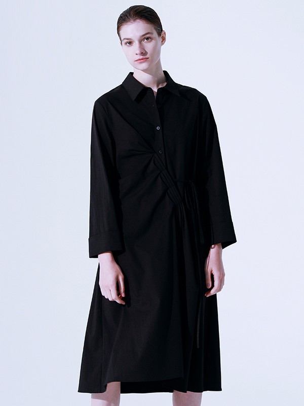 奕色女装2023春夏季黑色连衣裙