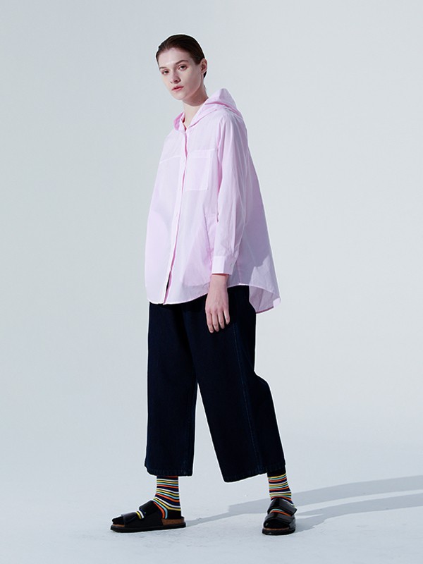 奕色女装2023春夏季粉色衬衫