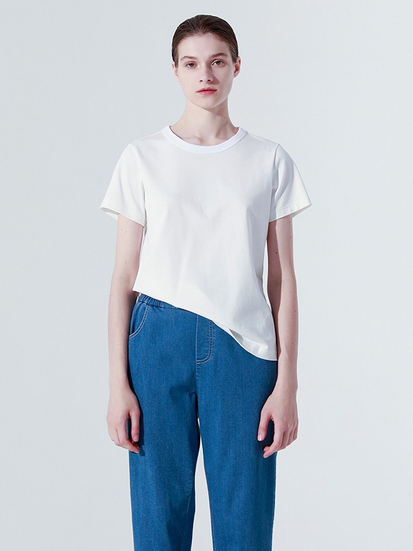 奕色女装2023春夏季白色T恤