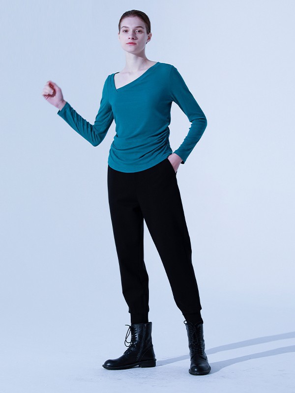 奕色女装2023春夏季黑色长裤