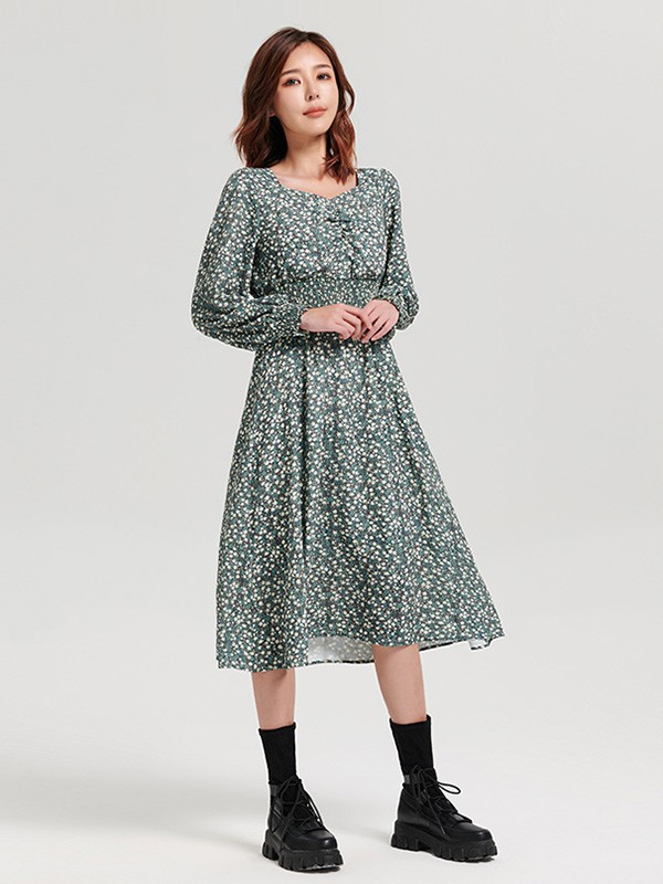 UGIZ2023春夏季绿色连衣裙