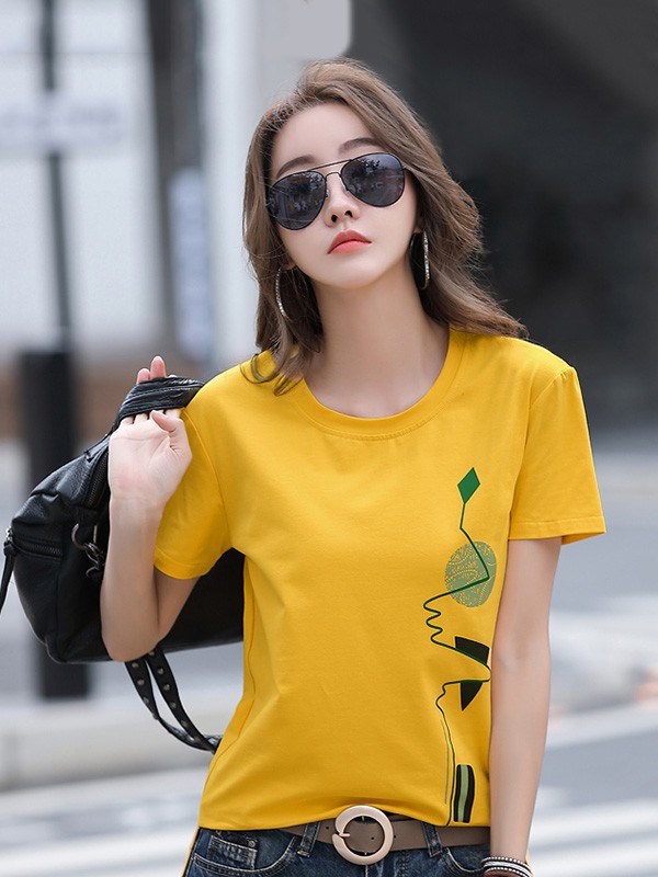 零库存女装2023春夏季黄色T恤