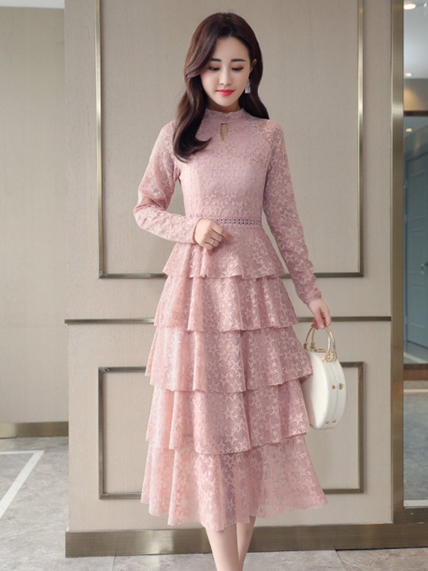 诺兰贝尔女装2022秋冬季粉色连衣裙