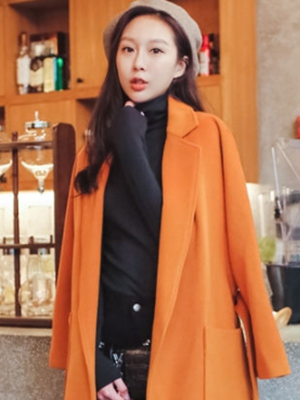 诺兰贝尔女装2022秋冬季橙色大衣