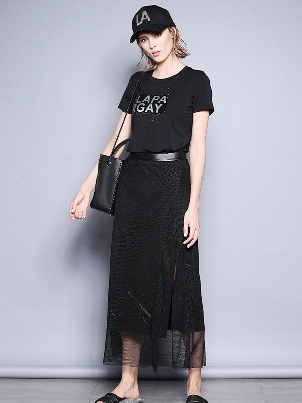 纳帕佳女装2023春夏季黑色T恤