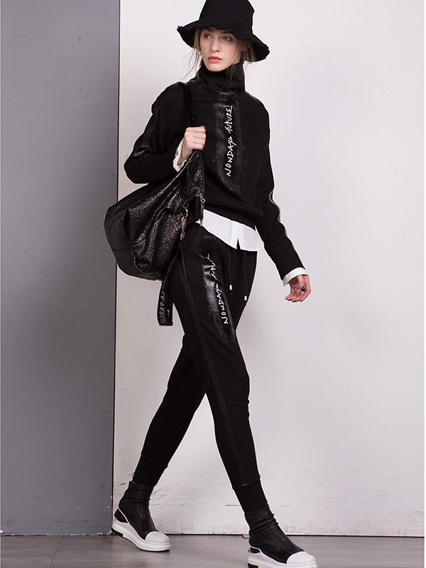 纳帕佳女装2023春夏季黑色长裤