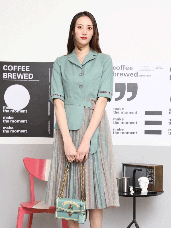 宗洋女装2022秋冬季绿色衬衫