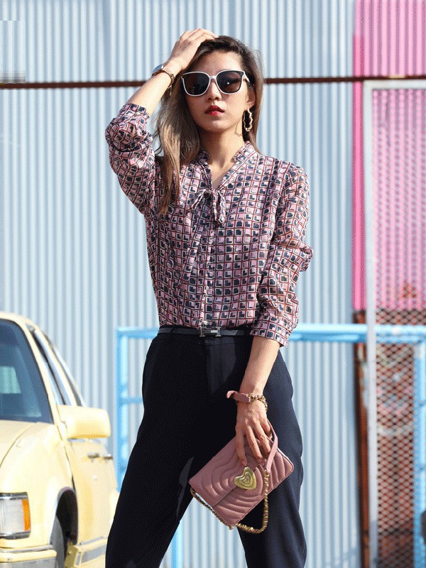 宗洋女装2022秋冬季粉色衬衫