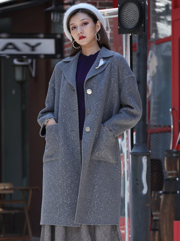 宗洋女装2022秋冬季灰色大衣