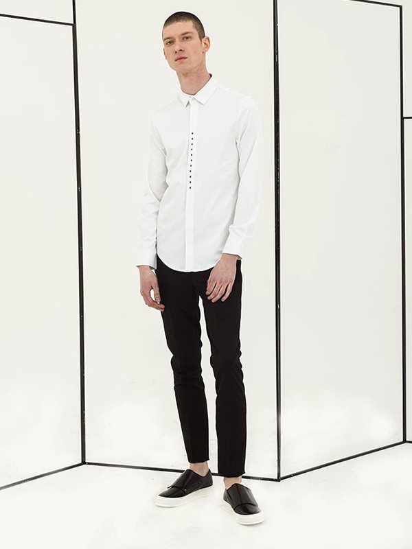 汉崇2023春夏季白色衬衫