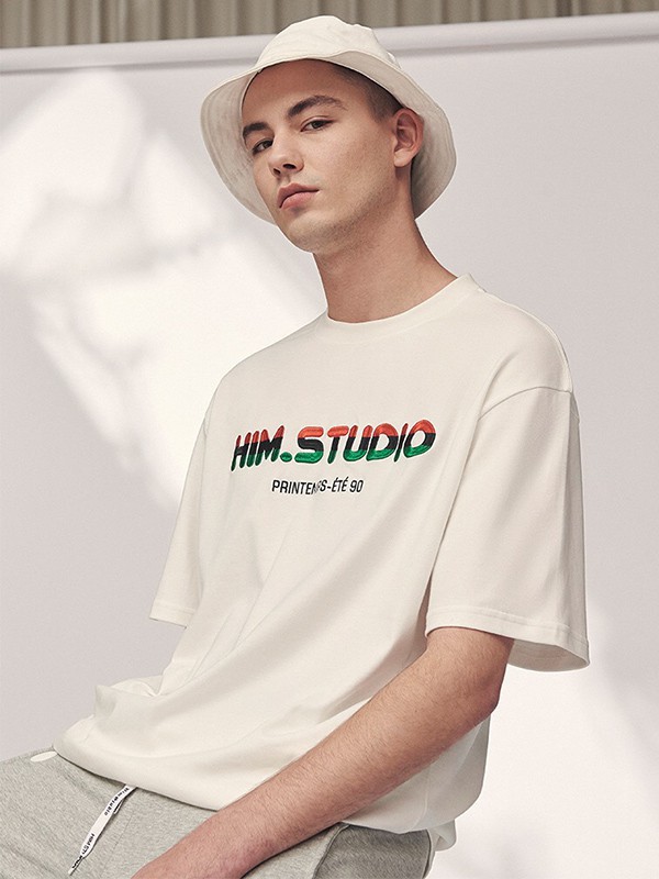 汉崇男装2023春夏季白色T恤