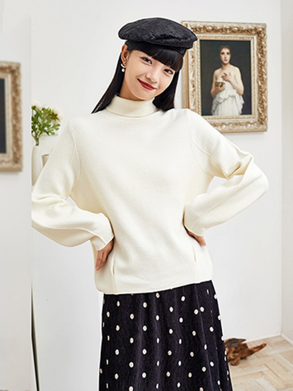 秸熙2023春夏季白色毛衣