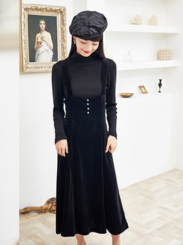 Q'S秸熙女装2023春夏季黑色连体衣