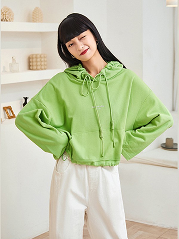 Q'S秸熙女装2023春夏季绿色卫衣