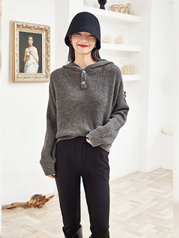 Q'S秸熙女装2023春夏季黑色毛衣