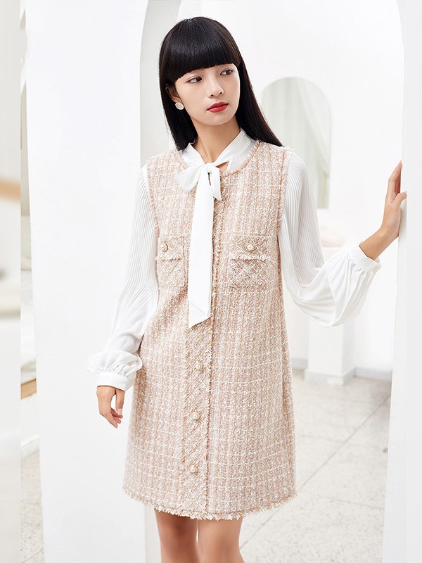 Q'S秸熙女装2023春夏季白色连衣裙