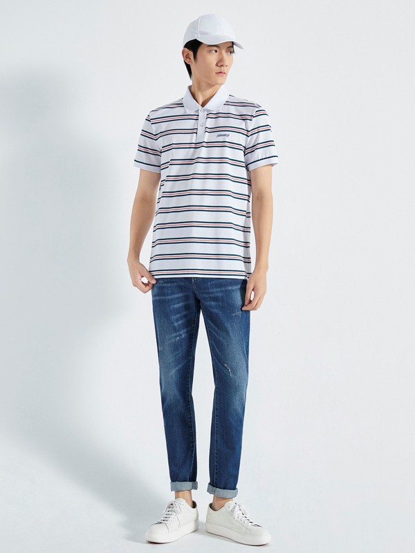 劲霸2023春夏季白色polo衫