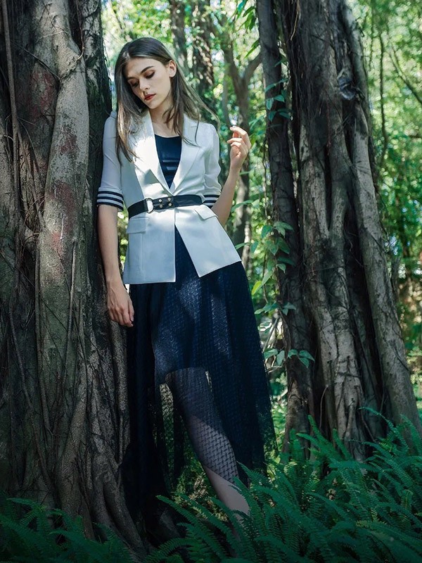 百诗雅兰女装2023春夏季黑色长裙