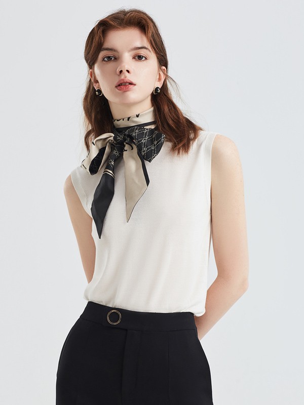 欧碧倩女装2023春夏季白色背心