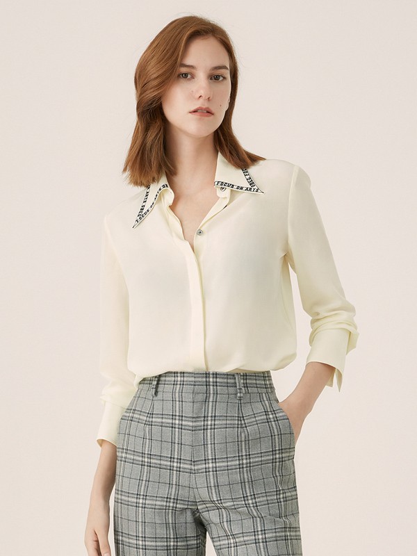 欧碧倩女装2023春夏季黄色衬衫