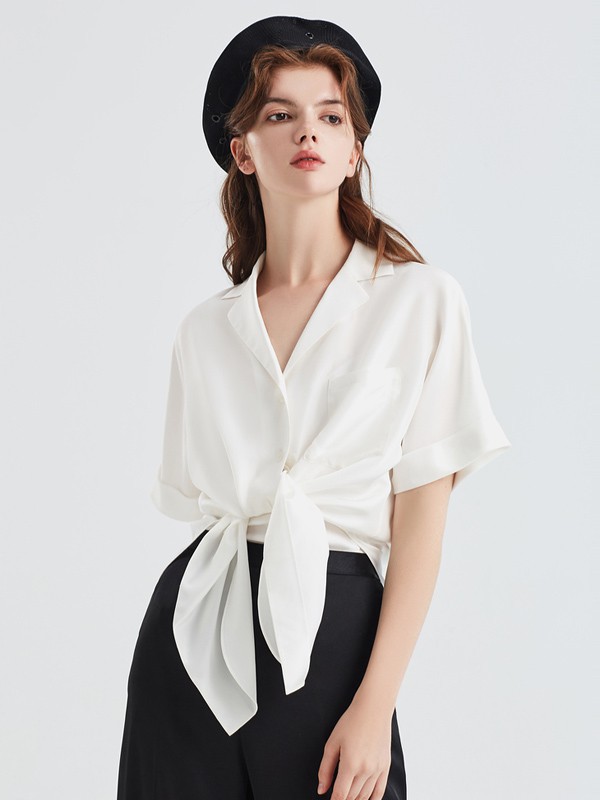 欧碧倩女装2023春夏季白色衬衫