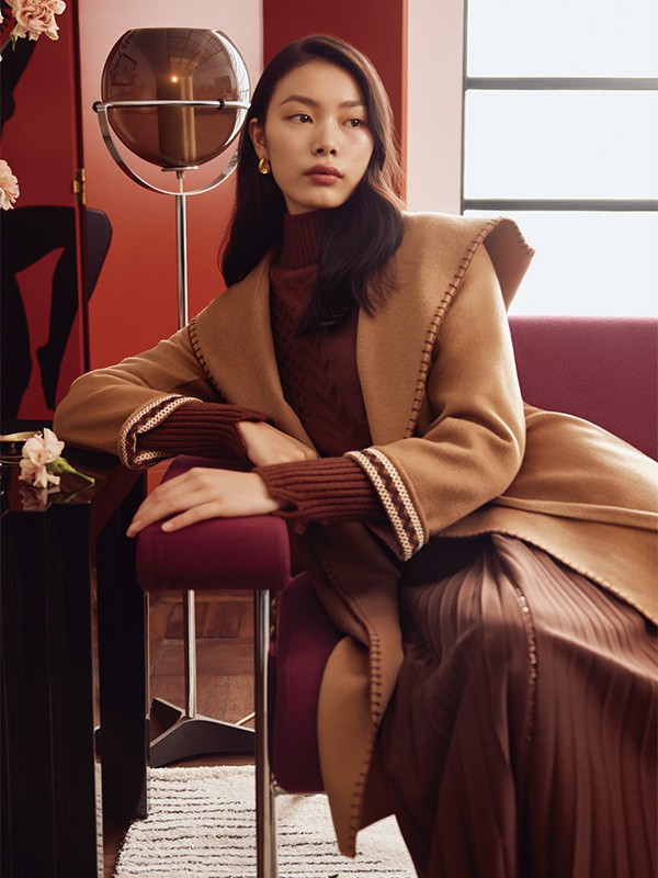 玖姿女装2022秋冬季驼色大衣