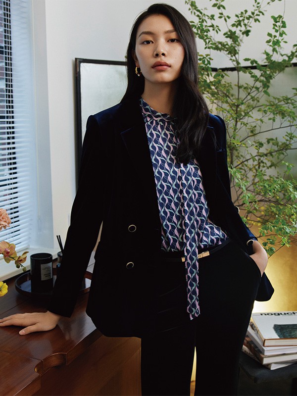 玖姿女装2022春夏季黑色西装