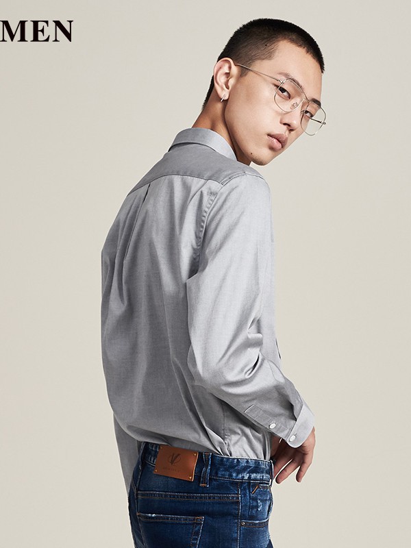 威曼男装2023春夏季银色衬衫