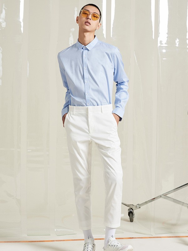 威曼男装2023春夏季白色长裤