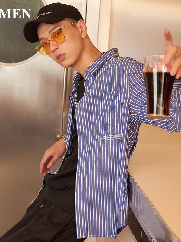 威曼男装2023春夏季蓝色衬衫