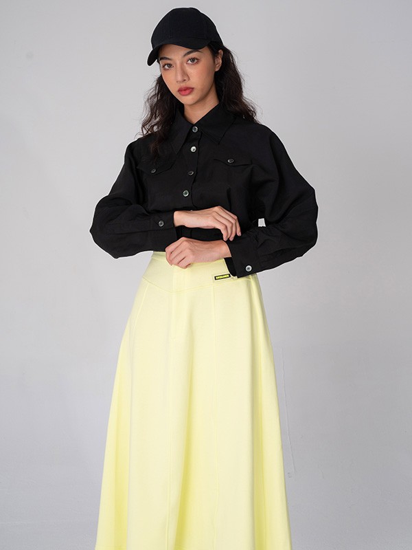 宝贝玛丽女装2022秋冬季黄色长裙