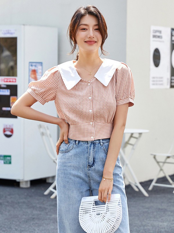 纳纹女装2023春夏季裸色衬衫