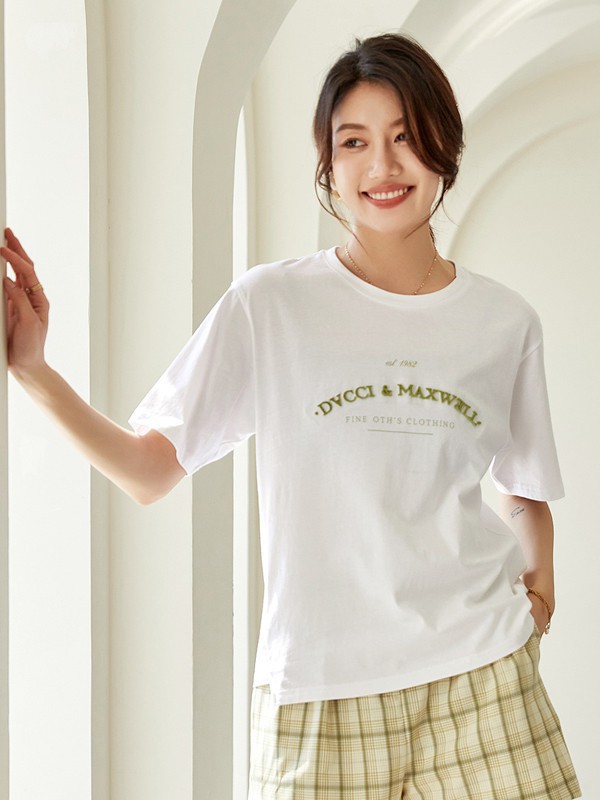 纳纹女装2023春夏季白色T恤