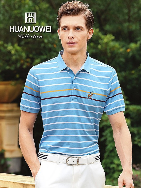 华诺威2023春夏季蓝色polo衫