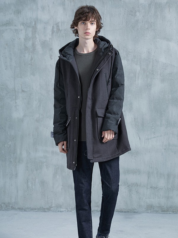 瑞弗史东男装2022秋冬季黑色派克服