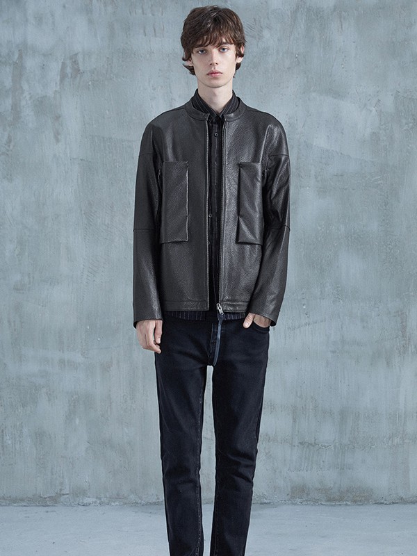 瑞弗史东男装2022秋冬季黑色皮衣