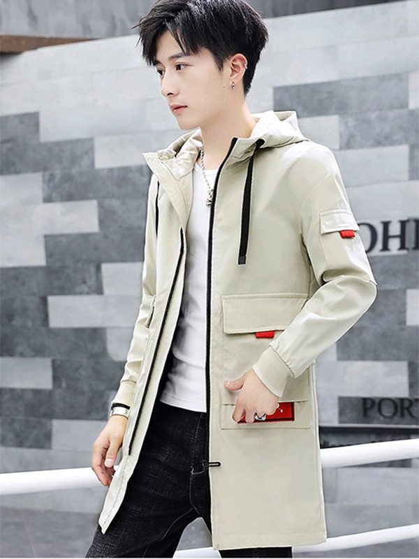 西域骆驼男装2023春夏季米色大衣