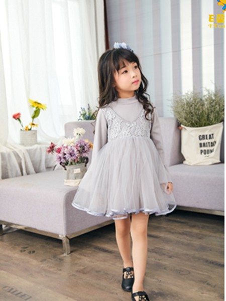 e童依派童装2023春夏季灰色连衣裙
