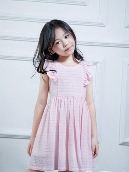 卡莎梦露童装2023春夏季粉色连衣裙