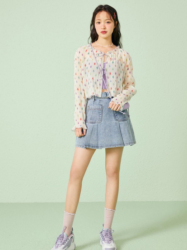 乐町女装2023春夏季蓝色短裙